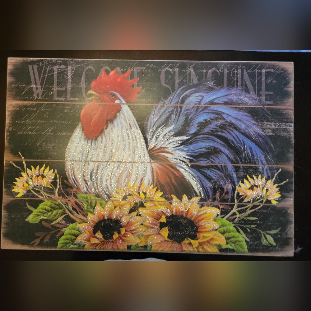 Beautiful Rooster Wooden Picture
